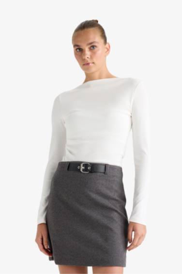 Юбка А-силуэта с высокой талией и подкладкой