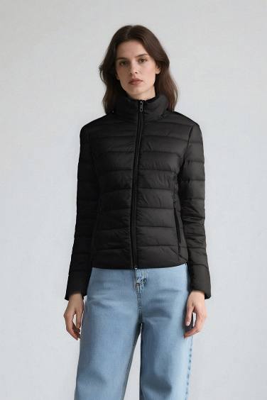 Su Geçirmez Regular Fit Dik Yaka Fermuarlı Şişme Mont