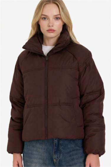 Su Geçirmez Regular Fit Dik Yaka Fermuarlı Şişme Mont