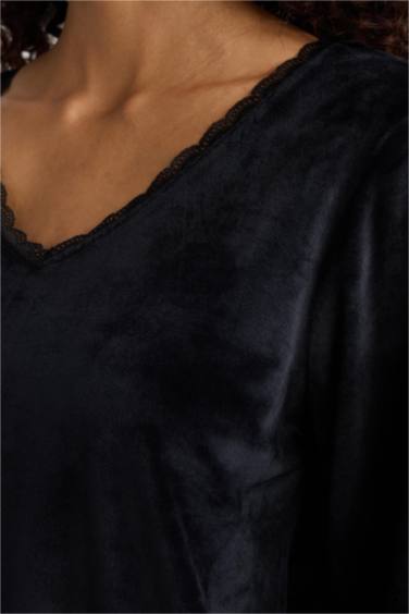 Regular Fit Long Sleeve Velour 2 Piece Pyjama Set