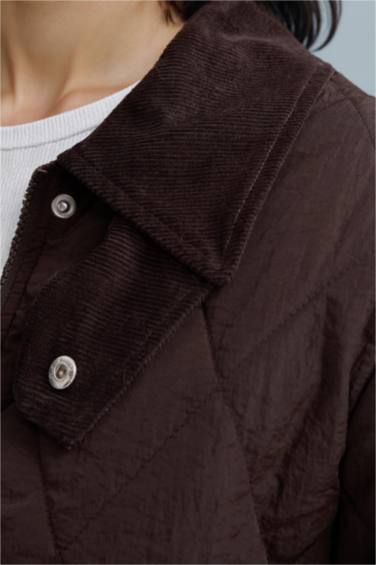 Waterproof Regular Fit Polo Collar Pocketed Puffer Jacket