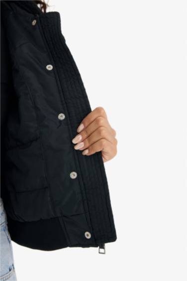 Regular Fit Polo Neck Waterproof Crop Jacket