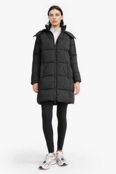 جاكيت طويل قصة عادية بغطاء للرأس مقاوم للماء