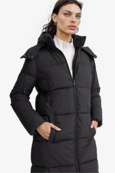 جاكيت طويل قصة عادية بغطاء للرأس مقاوم للماء