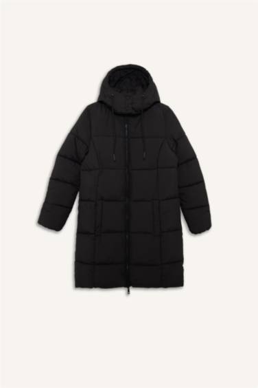 جاكيت طويل قصة عادية بغطاء للرأس مقاوم للماء