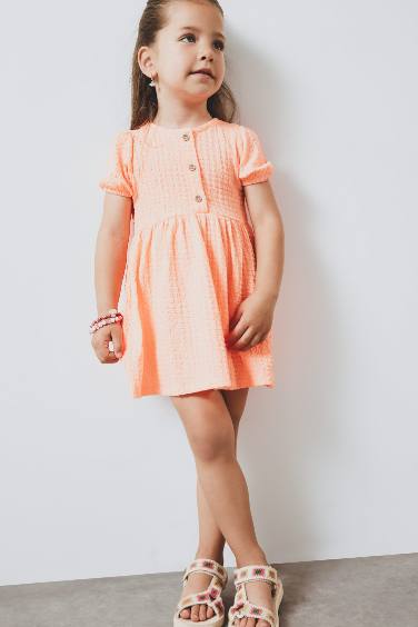 Baby Girl Short Sleeve Crepe Dress