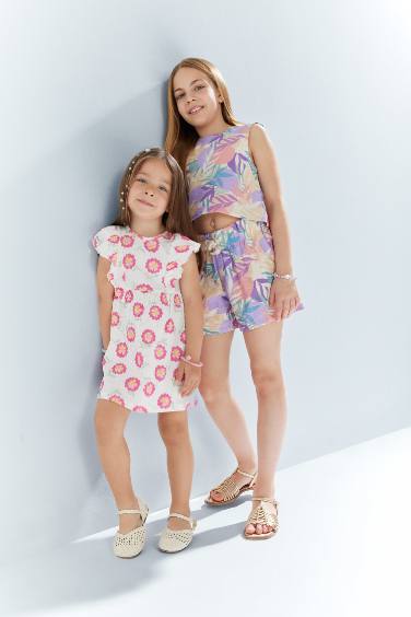 فستان بيبي بناتي فلورال نص ردن فيسكوز قصة عادية وياخة بيبي