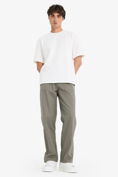 بنطلون جبردين وايد ليج برجل عادية بجيب