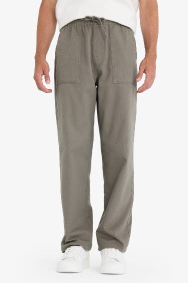 بنطلون جبردين وايد ليج برجل عادية بجيب