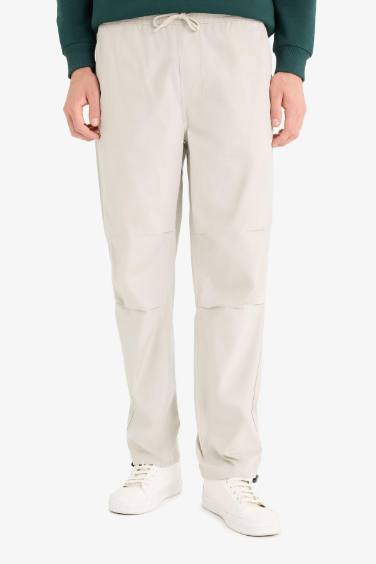 %100 Pamuk Wide Leg Beli Bağcıklı Lastikli Paraşüt Jogger Pantolon