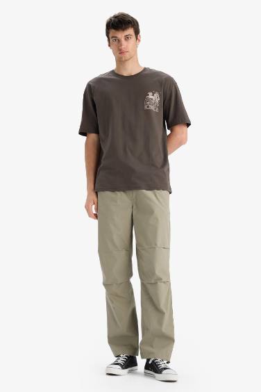 %100 Pamuk Wide Leg Beli Bağcıklı Lastikli Paraşüt Jogger Pantolon