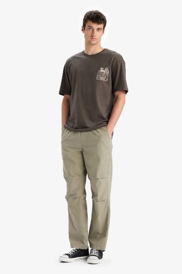 %100 Pamuk Wide Leg Beli Bağcıklı Lastikli Paraşüt Jogger Pantolon