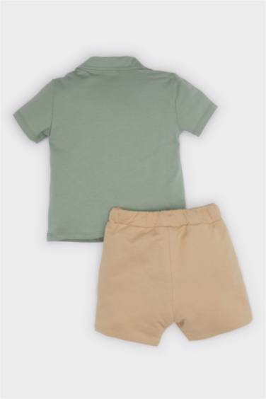 Baby Boy Printed Polo T-Shirt Elastic Waist Shorts 2 Piece Set