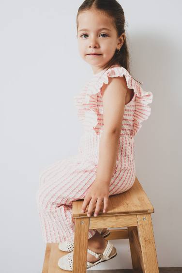 Baby Girl Striped Sleeveless Jumpsuit