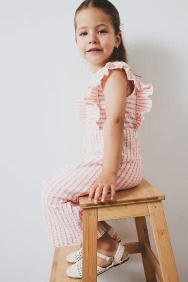 Baby Girl Striped Sleeveless Jumpsuit