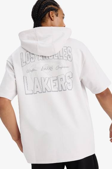 DeFactoFit NBA Los Angeles Lakers Boxy Fit Hooded T-Shirt