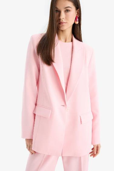 Afra x DeFacto Oversize Geniş Kalıp Krep Blazer Ceket