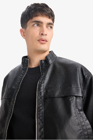 Oversize Fit Faux Leather Jacket