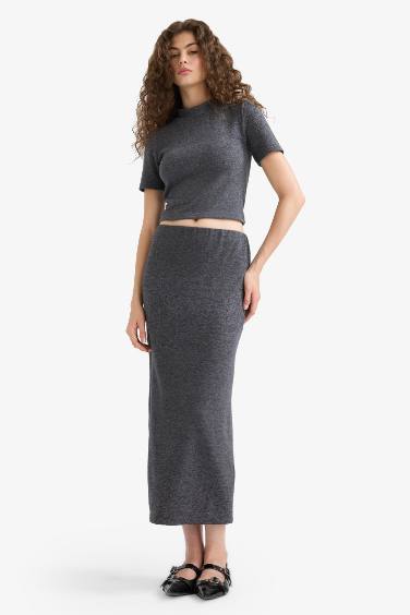 Jupe crayon longue à taille haute