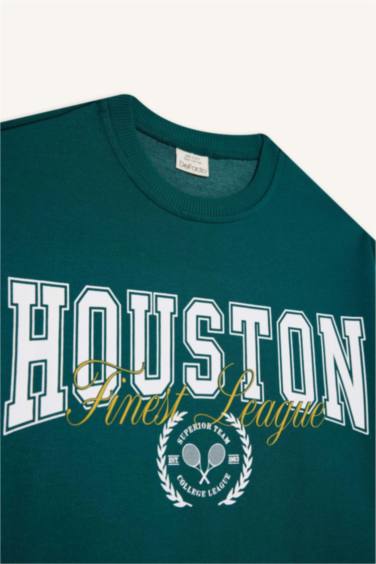 سويت شيرت بناتي قصة مريحة مطبوع