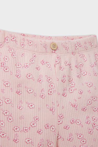 Baby Girl Biker Floral Corduroy Shorts