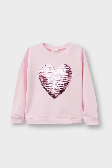 Baby Girl Crew Neck Printed 2 Piece Sweatshirt