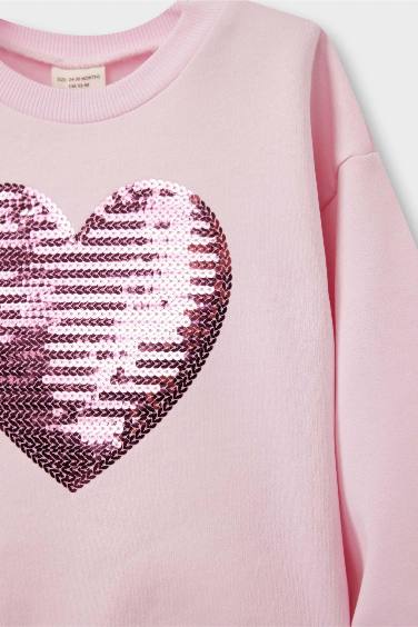 Baby Girl Crew Neck Printed 2 Piece Sweatshirt