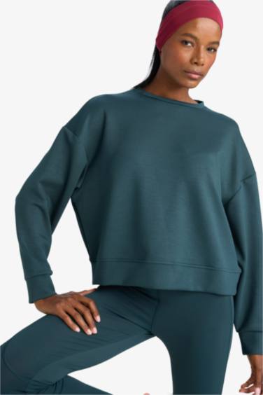 DeFactoFit Oversize Geniş Kalıp Bisiklet Yaka Modal Ultra Soft Sweatshirt