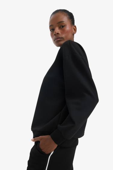 DeFactoFit Oversize Fit Printed Scuba Fabric Sports Sweatshirt