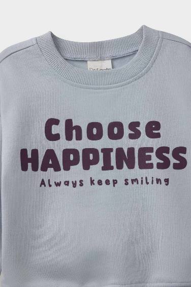 Erkek Bebek 2'li Takım Baskılı Sweatshirt Eşofman Altı