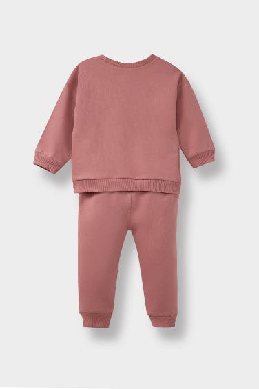 Kız Bebek 2'li Takım Baskılı Sweatshirt Eşofman Altı