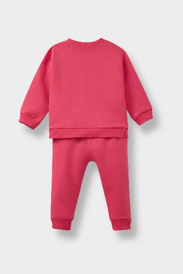 طقم بيبي بناتي فلورال قماش خفيف قصة عادية - قطعتين