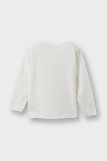 Kız Bebek Bisiklet Yaka Çiçekli Uzun Kollu Tişört