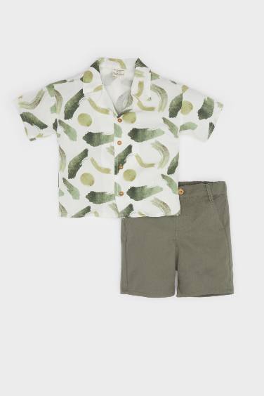 Baby Boy Patterned Shirt Shorts 2 Piece Set