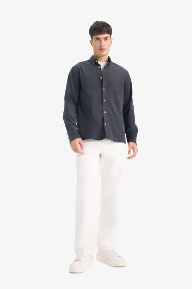 Chemise en velours côtelé à manches longues Coupe régulière