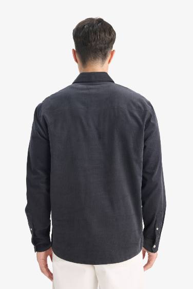 Chemise en velours côtelé à manches longues Coupe régulière