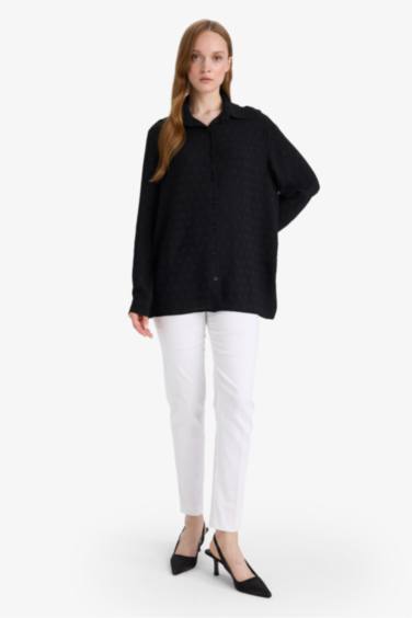 Regular Fit Shirt Collar Crepe Long Sleeve Shirt