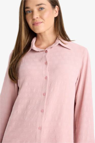 Regular Fit Shirt Collar Crepe Long Sleeve Shirt