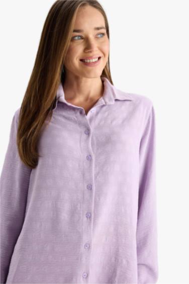 Regular Fit Shirt Collar Crepe Long Sleeve Shirt