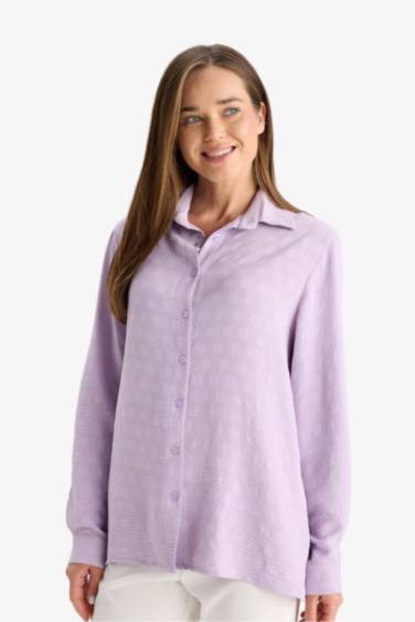 Regular Fit Shirt Collar Crepe Long Sleeve Shirt