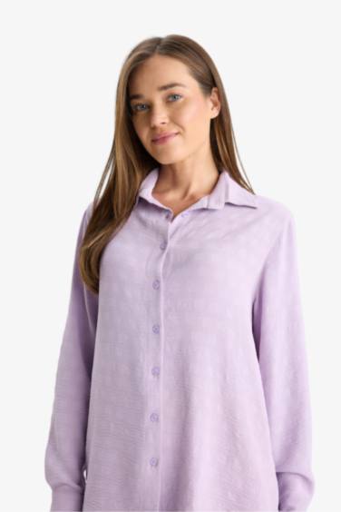 Regular Fit Shirt Collar Crepe Long Sleeve Shirt
