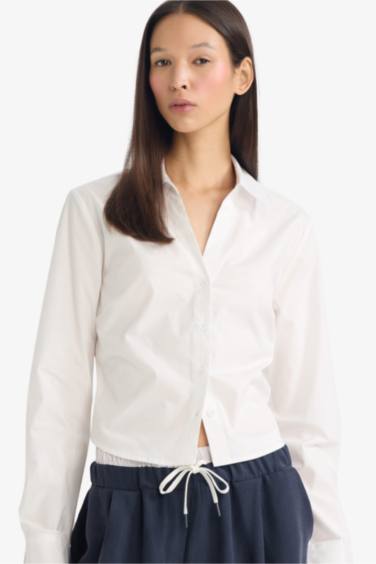 Slim Fit Shirt Collar Long Sleeve Shirt