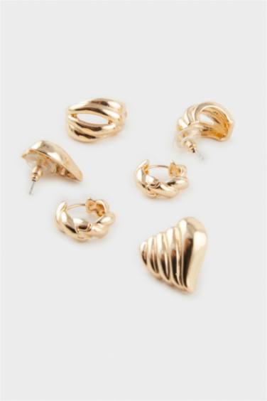Woman 3 Piece Gold Earrings