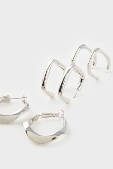 Woman 3 Piece Silver Earrings