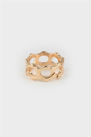 خاتم حريمي ذهبي بحجر - 3 قطع