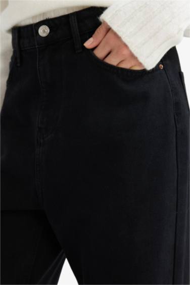Straight Fit Yüksek Bel Uzun Jean Pantolon - Görsel 6