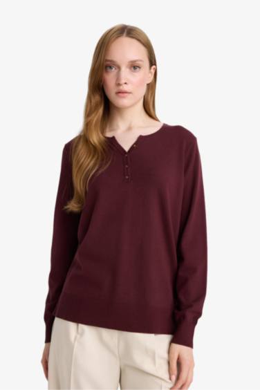 بلوفر قصة عادية بياقة V