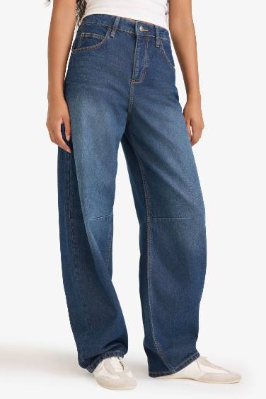 Baggy Fit High Waist Long Jeans