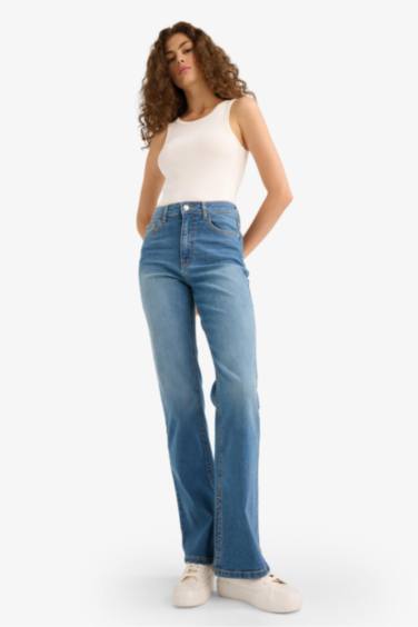 Slim Flare Fit High Waist Flared Long Jeans