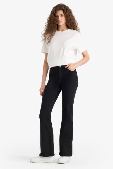 Mia Flare Fit Normal Bel İspanyol Paça Uzun Jean Pantolon